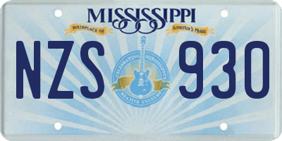 MS license plate NZS930