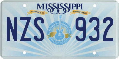 MS license plate NZS932