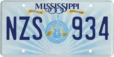 MS license plate NZS934