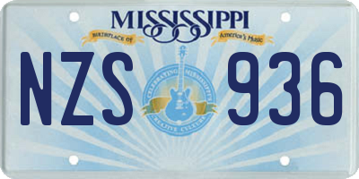 MS license plate NZS936