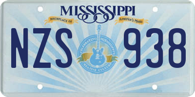 MS license plate NZS938