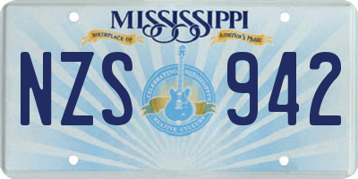 MS license plate NZS942