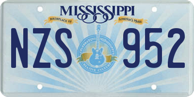 MS license plate NZS952