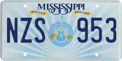 MS license plate NZS953