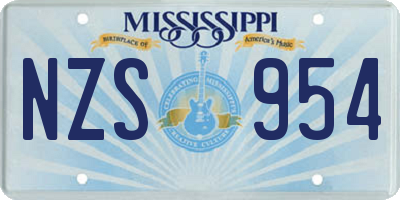 MS license plate NZS954
