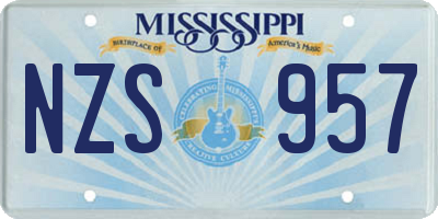 MS license plate NZS957