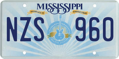 MS license plate NZS960