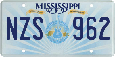 MS license plate NZS962