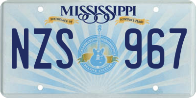 MS license plate NZS967