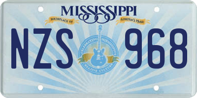 MS license plate NZS968