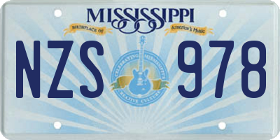 MS license plate NZS978