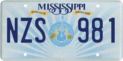 MS license plate NZS981