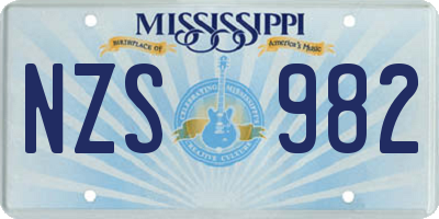 MS license plate NZS982