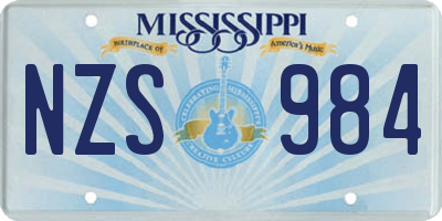 MS license plate NZS984
