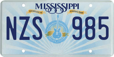 MS license plate NZS985