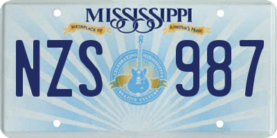 MS license plate NZS987