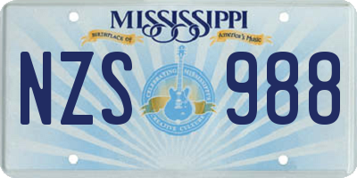 MS license plate NZS988