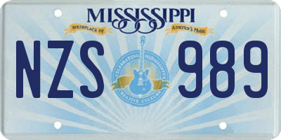 MS license plate NZS989