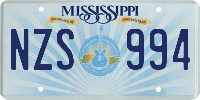 MS license plate NZS994