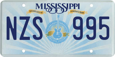 MS license plate NZS995