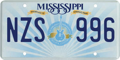 MS license plate NZS996