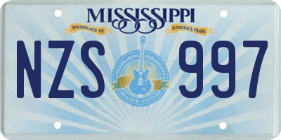 MS license plate NZS997