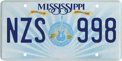 MS license plate NZS998