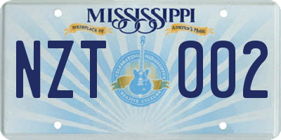MS license plate NZT002
