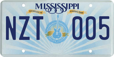MS license plate NZT005