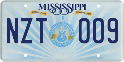 MS license plate NZT009