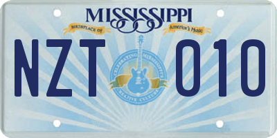 MS license plate NZT010
