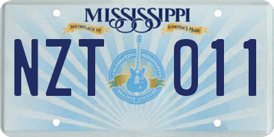 MS license plate NZT011