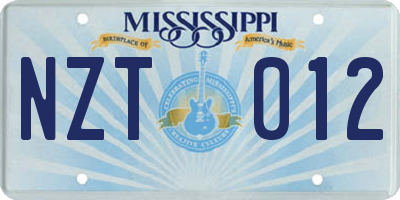 MS license plate NZT012