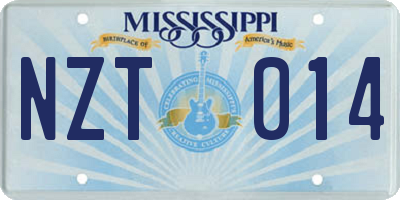 MS license plate NZT014