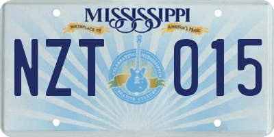 MS license plate NZT015