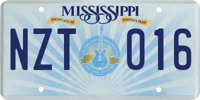 MS license plate NZT016