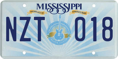 MS license plate NZT018
