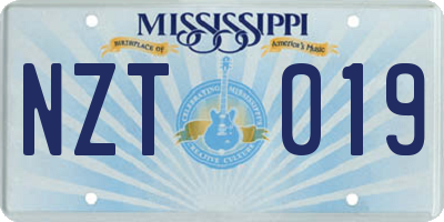 MS license plate NZT019
