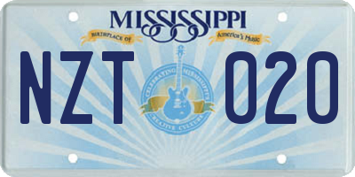 MS license plate NZT020