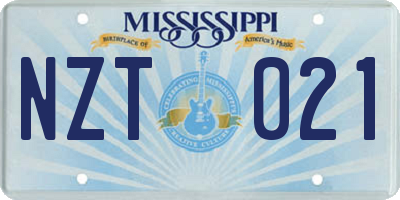 MS license plate NZT021