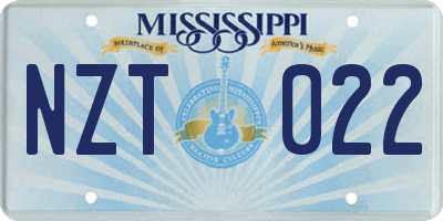 MS license plate NZT022