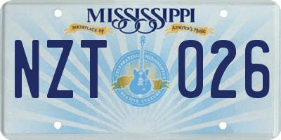 MS license plate NZT026