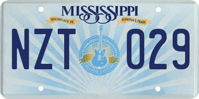 MS license plate NZT029