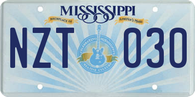 MS license plate NZT030