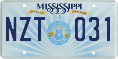 MS license plate NZT031