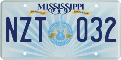 MS license plate NZT032