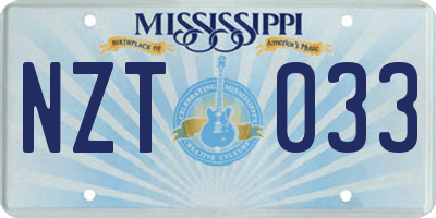 MS license plate NZT033