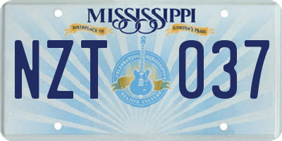 MS license plate NZT037