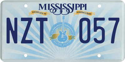 MS license plate NZT057