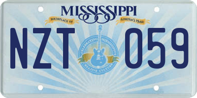 MS license plate NZT059